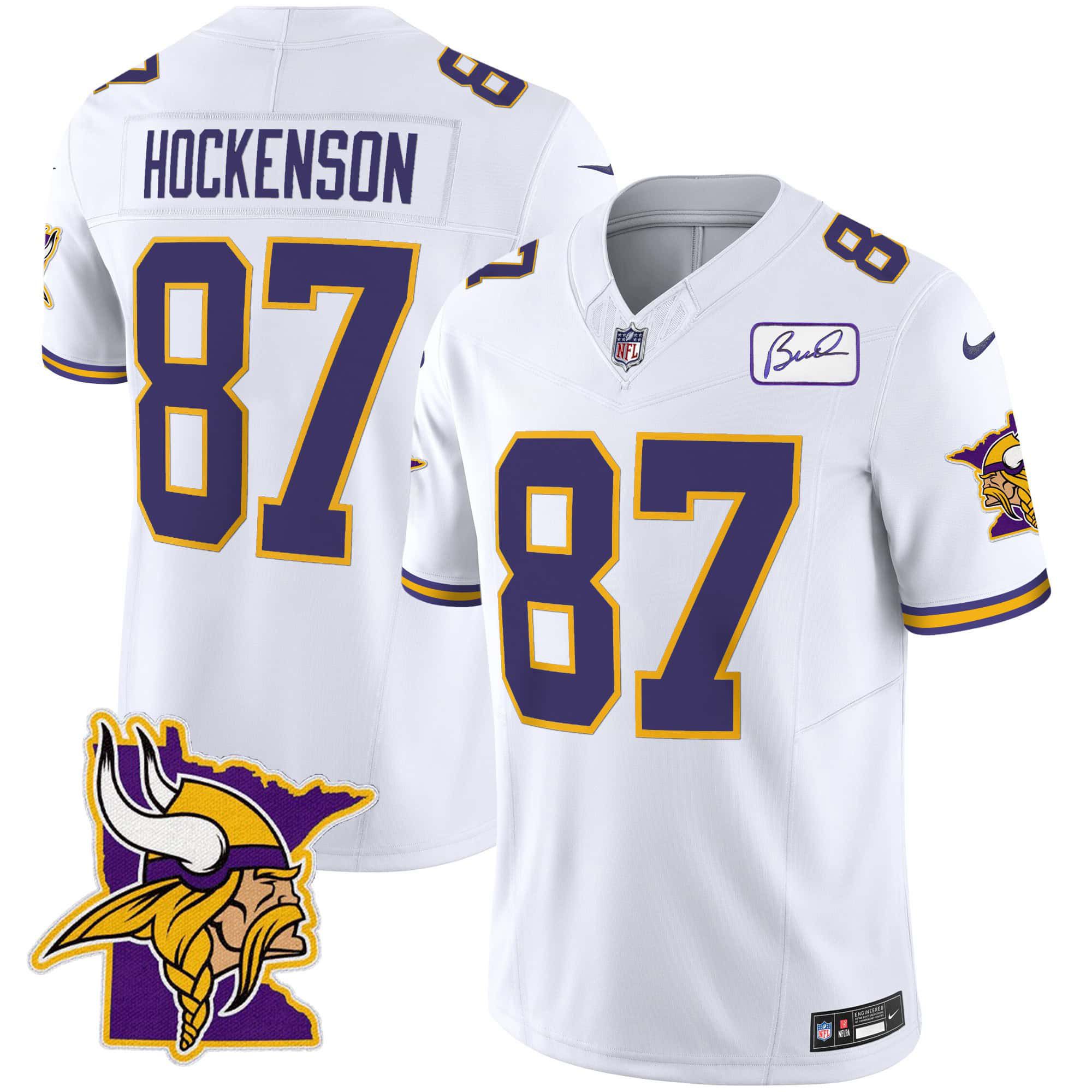 Men Minnesota Vikings #87 Hockenson White 2024 Nike Patch Classic Limited NFL Jersey->indianapolis colts->NFL Jersey